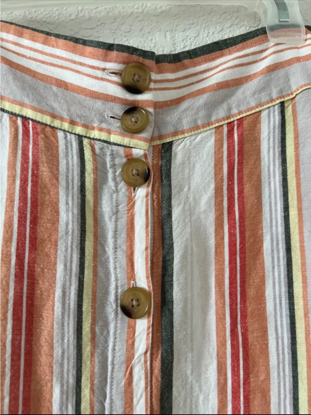 a new day Button-Front Striped Midi Skirt in Orange, White, Tan and Red